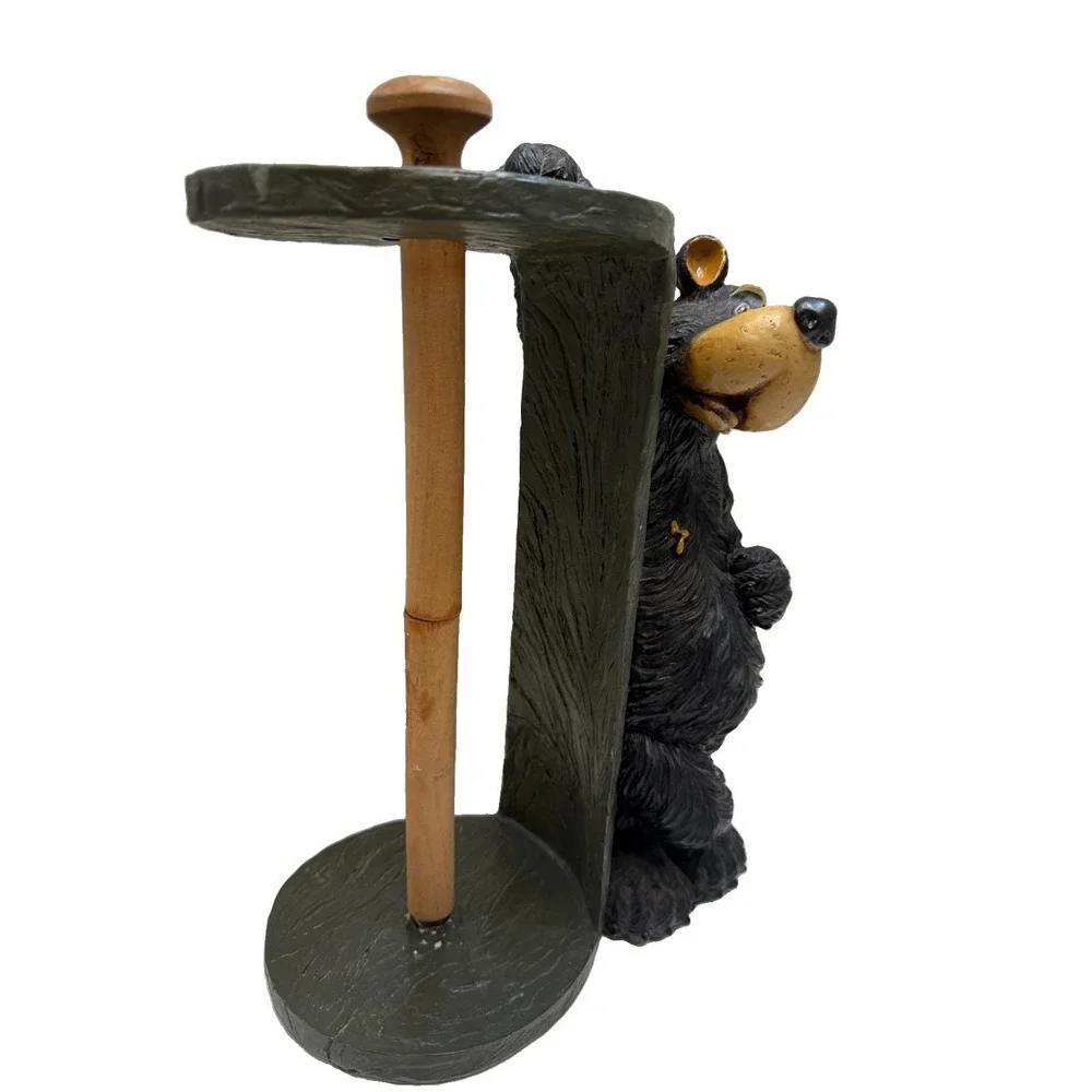 Big Sky Carvers Black Bear Resin Paper Towel Holder 14×7.5 Inches